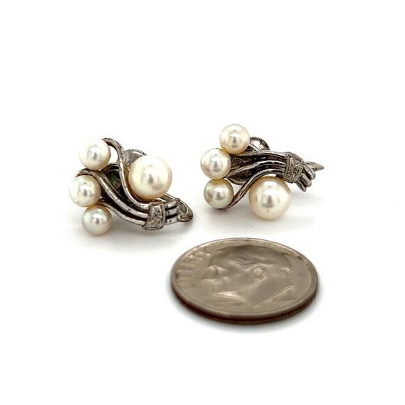 Mikimoto Estate Akoya Pearl Earrings Sterling Silver 5.75 mm 4.5 Grams M253 - Picture 7 of 10